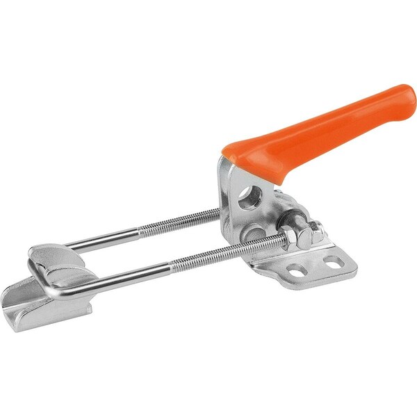 Latch-Action Clamp With Fixed Jaw, Steel Galvanized, Comp: Plastic, Orange Oil-Resistant